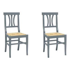 Set 2 sedie classiche legno grigio seduta paglia 43x42x90 - Mobili 2G