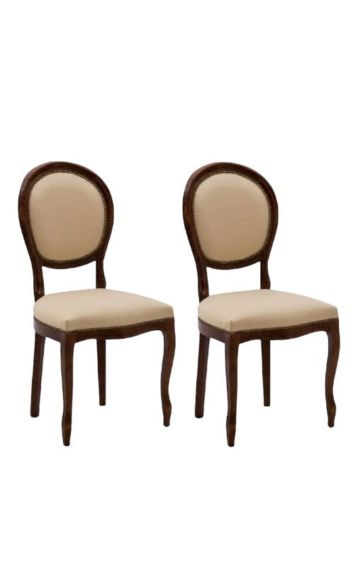 Set 2 sedie classiche  legno imbottita ecopelle beige 50x47x100 - Mobili 2G