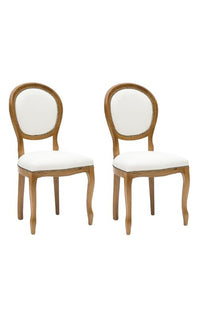Set 2 sedie classiche legno imbottite ecopelle bianca 50x47x100 - Mobili 2G
