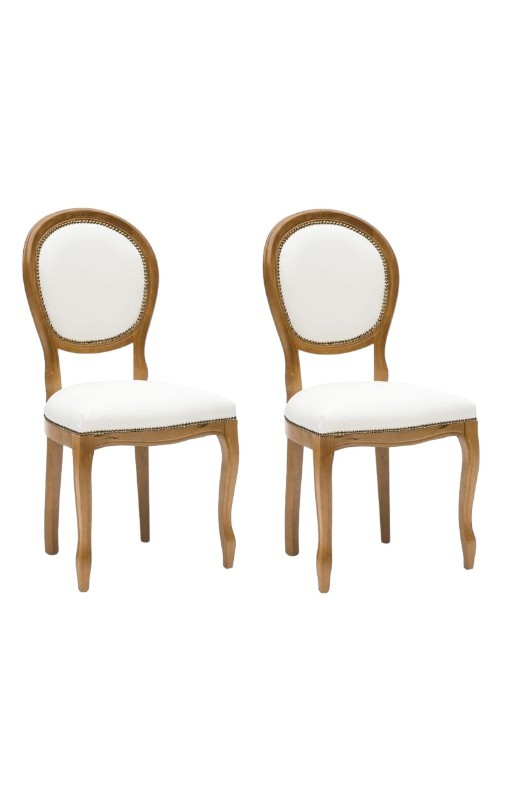 Set 2 sedie classiche legno imbottite ecopelle bianca 50x47x100 - Mobili 2G