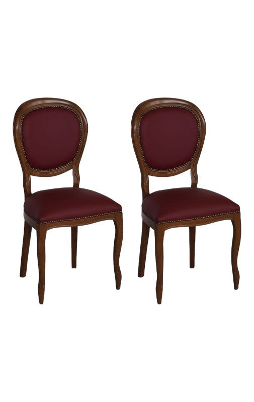 Set 2 sedie classiche legno imbottite ecopelle bordeaux 50x47x100 - Mobili 2G