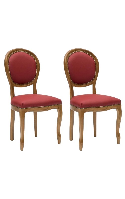 Set 2 sedie classiche legno imbottite ecopelle rossa 50x47x100 - Mobili 2G