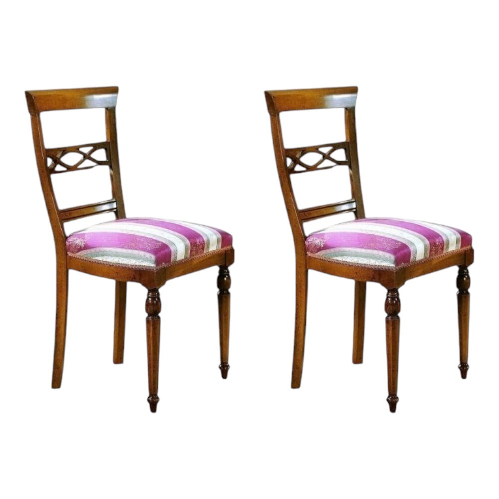 Set 2 sedie classiche legno imbottite tinta noce 48x55x96 - Mobili 2G