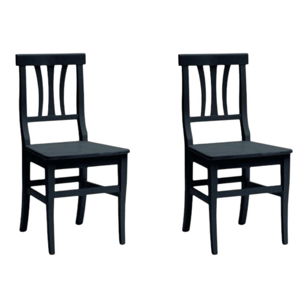 Set 2 sedie classiche legno nero seduta legno 46x44x90 - Mobili 2G