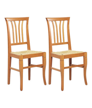 Set 2 sedie classiche legno tinta miele seduta paglia 44x42x96 - Mobili 2G