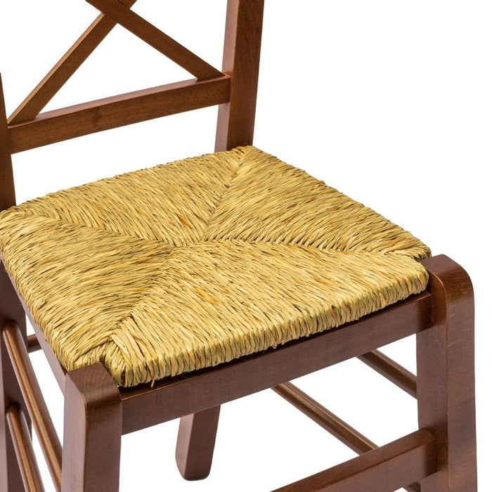 Set 2 sedie croce legno/paglia tinta noce (761) - Mobili 2G