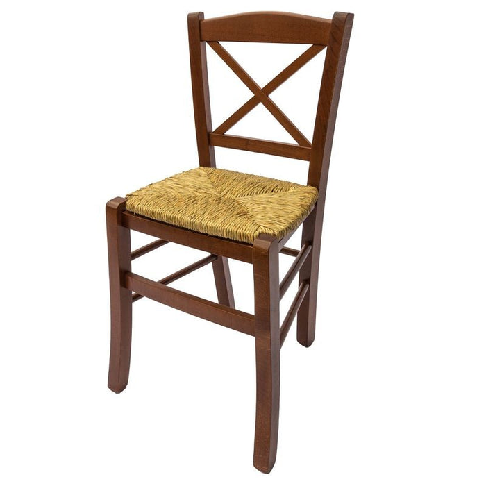 Set 2 sedie croce legno/paglia tinta noce (761) - Mobili 2G