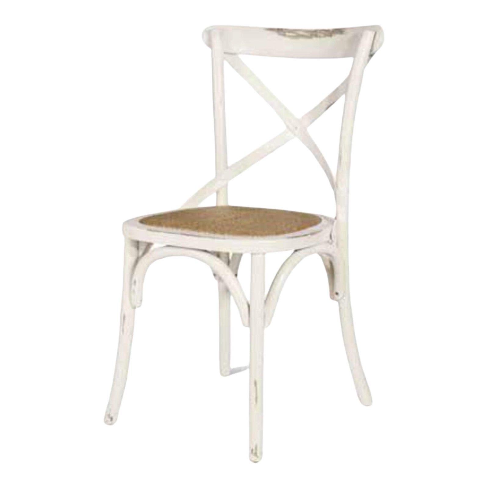 Set 2 sedie cross bistrot vintage bianco olmo seduta rivestita naturale (780) - Mobili 2G