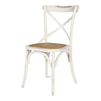 Set 2 sedie cross bistrot vintage bianco olmo seduta rivestita naturale (780) - Mobili 2G