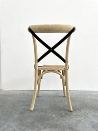 Set 2 sedie cross invecchiate naturale con schienale in ferro e seduta in rattan - Mobili 2G