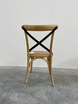 Set 2 sedie cross miele con schienale in ferro e seduta in rattan - Mobili 2G