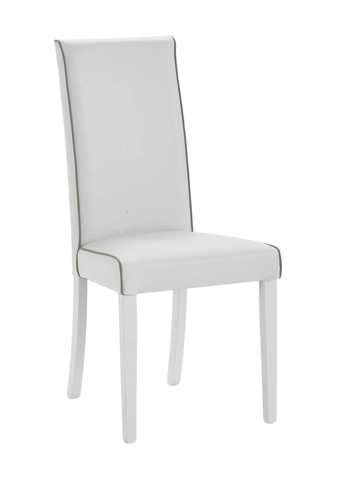 set 2 sedie imbottita bianca ecopelle filo tortora (6040) - Mobili 2G