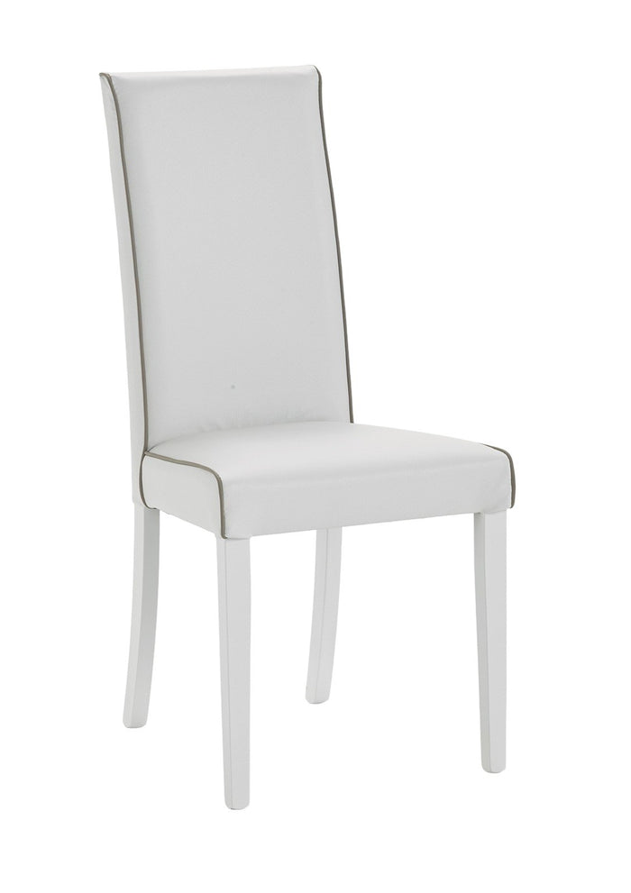 set 2 sedie imbottita bianca ecopelle filo tortora (6040) - Mobili 2G