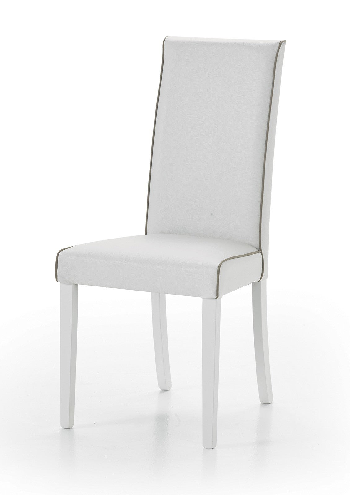 set 2 sedie imbottita bianca ecopelle filo tortora (6040) - Mobili 2G