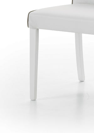 set 2 sedie imbottita bianca ecopelle filo tortora (6040) - Mobili 2G