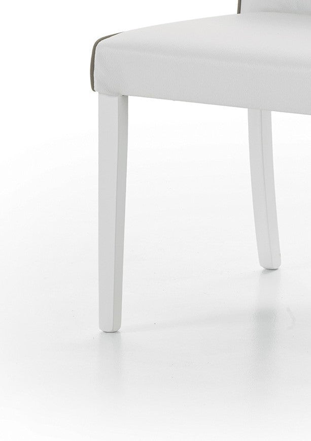 set 2 sedie imbottita bianca ecopelle filo tortora (6040) - Mobili 2G