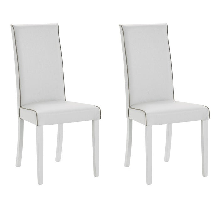 set 2 sedie imbottita bianca ecopelle filo tortora (6040) - Mobili 2G