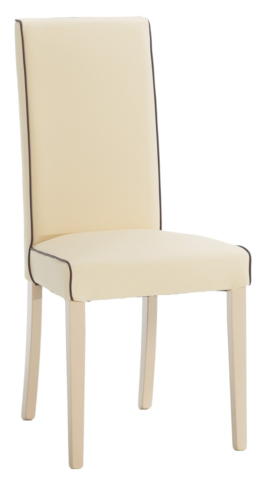 Set 2 sedie imbottite avorio in ecopelle filo marrone (6098) - Mobili 2G