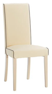 Set 2 sedie imbottite avorio in ecopelle filo marrone (6098) - Mobili 2G