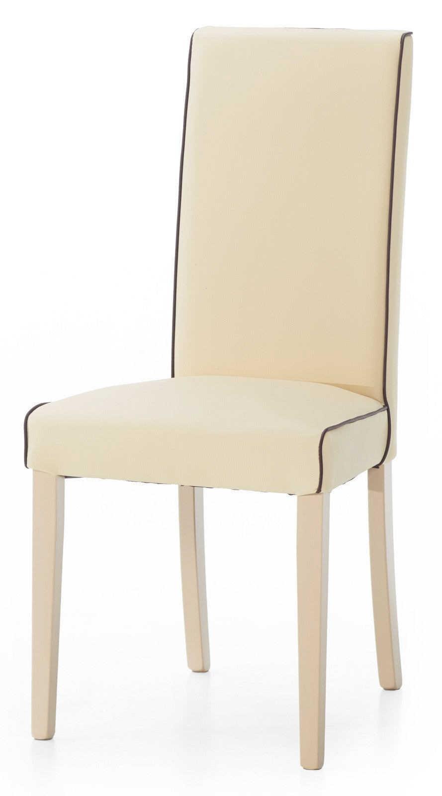 Set 2 sedie imbottite avorio in ecopelle filo marrone (6098) - Mobili 2G