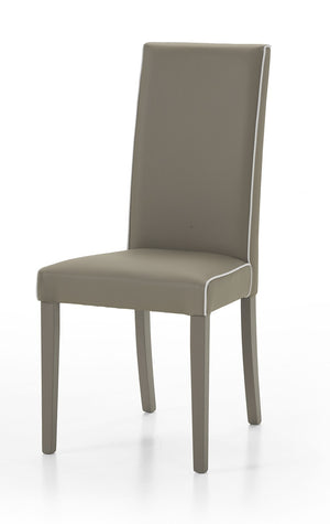 Mobili 2g -set 2 sedie imbottite tortora ecopelle filo bianco (6041) - Mobili 2G