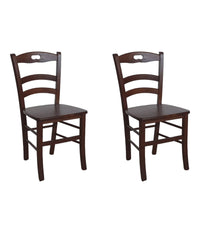 set 2 sedie in legno arte povera tinta noce seduta legno (588) - Mobili 2G