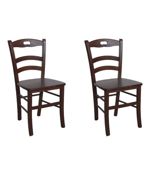 set 2 sedie in legno arte povera tinta noce seduta legno (588) - Mobili 2G