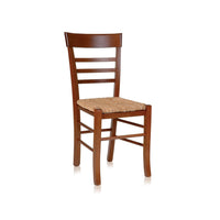 Set 2 sedie in legno di rovere tinta noce seduta paglia - Mobili 2G