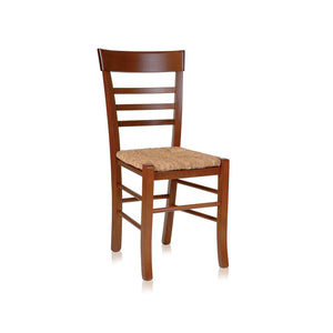 Set 2 sedie in legno di rovere tinta noce seduta paglia - Mobili 2G