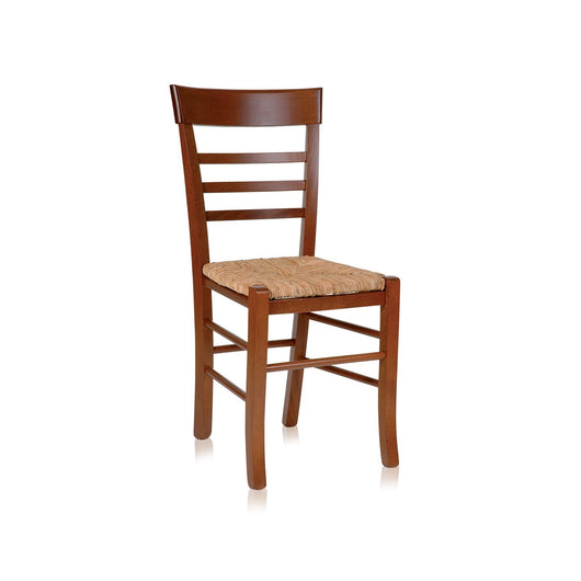 Set 2 sedie in legno di rovere tinta noce seduta paglia - Mobili 2G