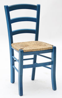 Set 2 sedie in legno massello finitura anilina blu/paglia - Mobili 2G