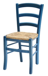 Set 2 sedie in legno massello finitura anilina blu/paglia - Mobili 2G