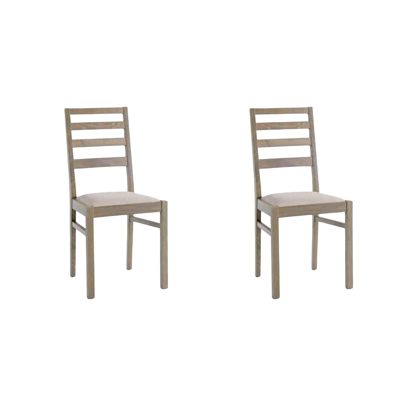 Set 2 sedie in legno massello imbottita rovere seppia 42,5x37,5x90 (641) - Mobili 2G
