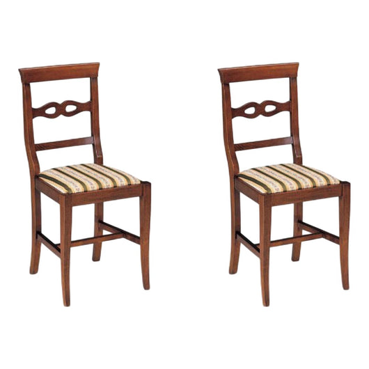 Set 2 sedie in legno massello tinta noce scuro seduta imbottita - Mobili 2G