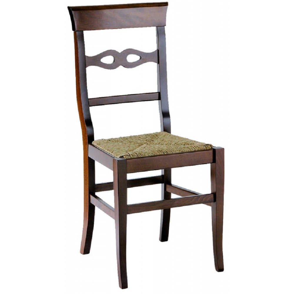 Set 2 sedie in legno massello tinta noce scuro seduta paglia - Mobili 2G