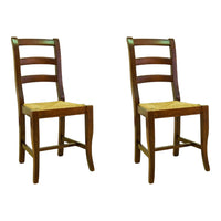 Set 2 sedie in legno massello tinta noce seduta paglia - Mobili 2G