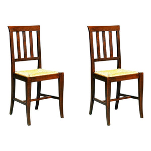 Set 2 sedie in legno massello tinta noce seduta paglia - Mobili 2G