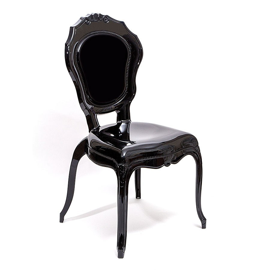 Set 2 sedie in polipropilene nero lucido victoria ghost