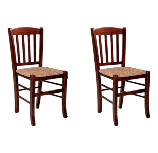 Set 2 sedie legno classiche noce seduta paglia 42x42x88 - Mobili 2G
