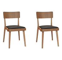 Set 2 sedie legno naturale seduta ecopelle nera 48x45,5x79 - Mobili 2G
