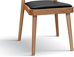 Set 2 sedie legno naturale seduta ecopelle nera 48x45,5x79 - Mobili 2G