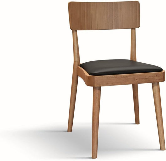 Set 2 sedie legno naturale seduta ecopelle nera 48x45,5x79 - Mobili 2G