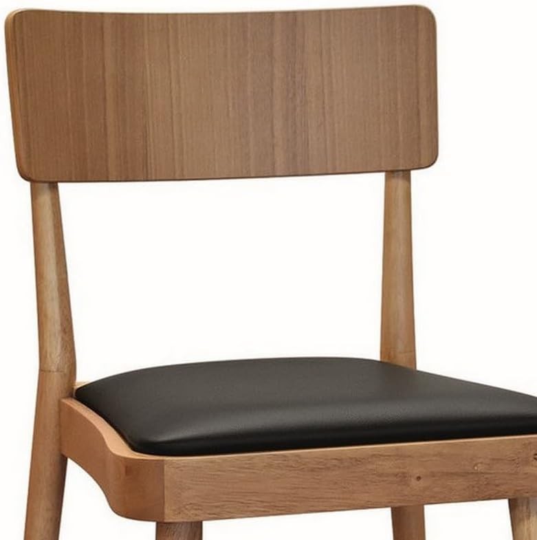 Set 2 sedie legno naturale seduta ecopelle nera 48x45,5x79 - Mobili 2G