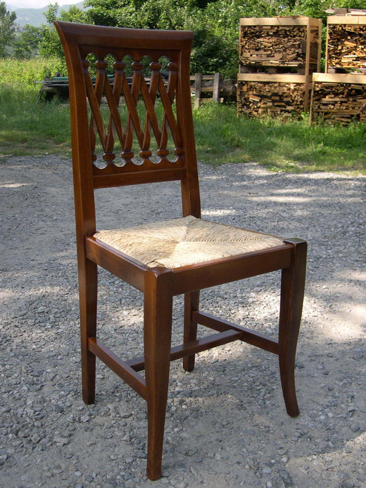 set 2 sedie legno seduta paglia arte povera tinta noce - Mobili 2G