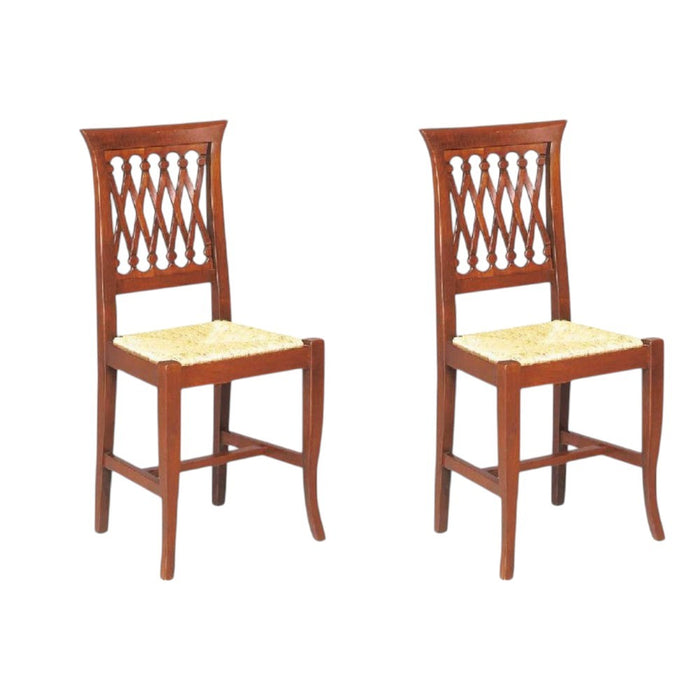 set 2 sedie legno seduta paglia arte povera tinta noce - Mobili 2G