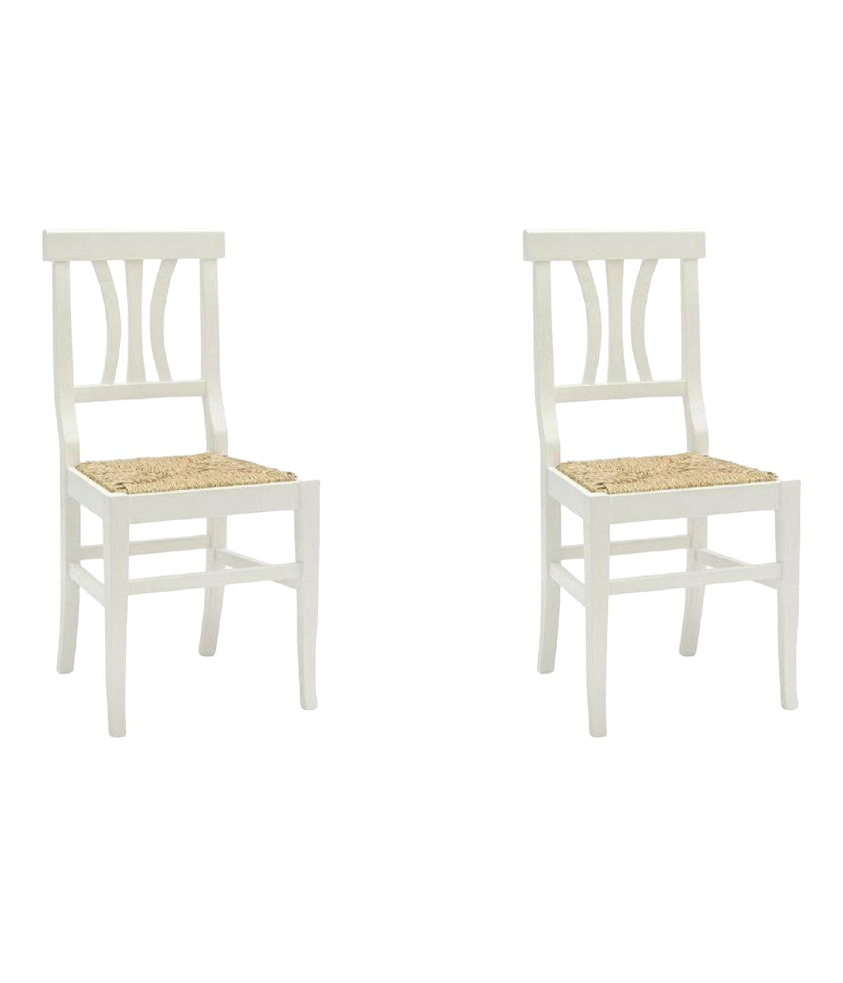 set 2 sedie legno seduta paglia bianco shabby chic - Mobili 2G