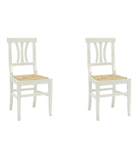 set 2 sedie legno seduta paglia bianco shabby chic - Mobili 2G