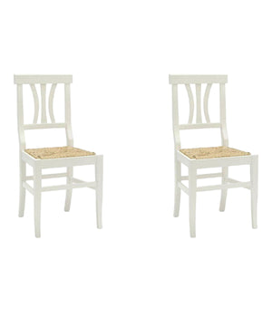 set 2 sedie legno seduta paglia bianco shabby chic - Mobili 2G