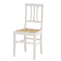 set 2 sedie legno seduta paglia bianco shabby chic - Mobili 2G
