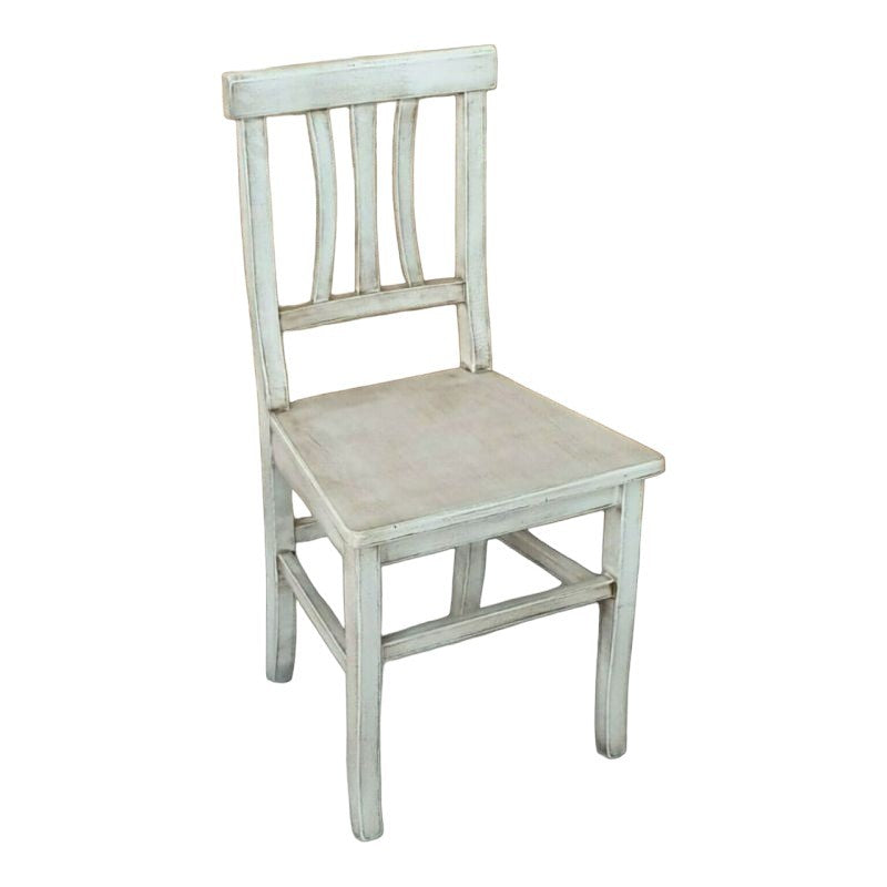 Set 2 sedie legno shabby bianco anticato seduta legno 43x45x91 - Mobili 2G